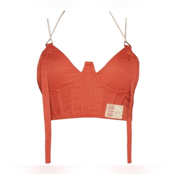 $110 NWT SET OF 2 PrettyLittleThing Shape Rust Top Corset + Wide Cargo Pants 8 - Picture 4 of 11